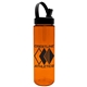 aerial view a transparent orange bottle & black lid the freedom bottle - 28 oz tritan renew bottle with flip straw handle swivel lid, image 1 of 2