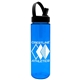 aerial view a transparent blue bottle & black lid the freedom bottle - 28 oz tritan renew bottle with flip straw handle swivel lid, image 1 of 2