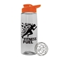 a clear bottle & orange lid the flair - 26 oz tritan(tm) shaker bottle with drink thru lid and mixing whisk ball