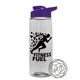 a clear bottle & violet lid the flair - 26 oz tritan(tm) shaker bottle with drink thru lid and mixing whisk ball