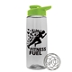 a clear bottle & lime green lid the flair - 26 oz tritan(tm) shaker bottle with drink thru lid and mixing whisk ball