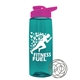 a transparent teal bottle & hot pink lid the flair - 26 oz tritan(tm) shaker bottle with drink thru lid and mixing whisk ball