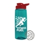 a transparent teal bottle & red lid the flair - 26 oz tritan(tm) shaker bottle with drink thru lid and mixing whisk ball