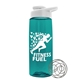 a transparent teal bottle & white lid the flair - 26 oz tritan(tm) shaker bottle with drink thru lid and mixing whisk ball