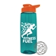 a transparent teal bottle & orange lid the flair - 26 oz tritan(tm) shaker bottle with drink thru lid and mixing whisk ball