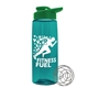 a transparent teal bottle & green lid the flair - 26 oz tritan(tm) shaker bottle with drink thru lid and mixing whisk ball