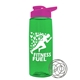 a transparent green bottle & hot pink lid the flair - 26 oz tritan(tm) shaker bottle with drink thru lid and mixing whisk ball