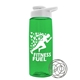 a transparent green bottle & white lid the flair - 26 oz tritan(tm) shaker bottle with drink thru lid and mixing whisk ball