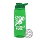 a transparent green bottle & green lid the flair - 26 oz tritan(tm) shaker bottle with drink thru lid and mixing whisk ball