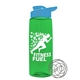 a transparent green bottle & cyan lid the flair - 26 oz tritan(tm) shaker bottle with drink thru lid and mixing whisk ball
