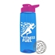 a transparent blue bottle & hot pink lid the flair - 26 oz tritan(tm) shaker bottle with drink thru lid and mixing whisk ball