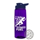a transparent violet bottle & navy blue lid the flair - 26 oz tritan(tm) shaker bottle with drink thru lid and mixing whisk ball
