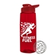 a transparent red bottle & red lid the flair - 26 oz tritan(tm) shaker bottle with drink thru lid and mixing whisk ball