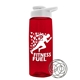 a transparent red bottle & white lid the flair - 26 oz tritan(tm) shaker bottle with drink thru lid and mixing whisk ball