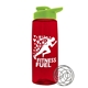 a transparent red bottle & lime green lid the flair - 26 oz tritan(tm) shaker bottle with drink thru lid and mixing whisk ball