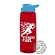 a transparent red bottle & cyan lid the flair - 26 oz tritan(tm) shaker bottle with drink thru lid and mixing whisk ball