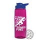 a transparent hot pink bottle & royal blue lid the flair - 26 oz tritan(tm) shaker bottle with drink thru lid and mixing whisk ball
