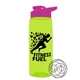 a transparent lime green bottle & hot pink lid the flair - 26 oz tritan(tm) shaker bottle with drink thru lid and mixing whisk ball