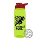 a transparent lime green bottle & red lid the flair - 26 oz tritan(tm) shaker bottle with drink thru lid and mixing whisk ball