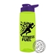 a transparent lime green bottle & violet lid the flair - 26 oz tritan(tm) shaker bottle with drink thru lid and mixing whisk ball