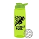 a transparent lime green bottle & lime green lid the flair - 26 oz tritan(tm) shaker bottle with drink thru lid and mixing whisk ball