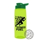 a transparent lime green bottle & green lid the flair - 26 oz tritan(tm) shaker bottle with drink thru lid and mixing whisk ball