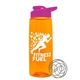 a transparent orange bottle & hot pink lid the flair - 26 oz tritan(tm) shaker bottle with drink thru lid and mixing whisk ball