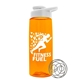 a transparent orange bottle & white lid the flair - 26 oz tritan(tm) shaker bottle with drink thru lid and mixing whisk ball