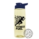 a transparent pastel yellow bottle & navy blue lid the flair - 26 oz tritan(tm) shaker bottle with drink thru lid and mixing whisk ball