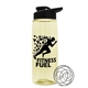 a transparent pastel yellow bottle & black lid the flair - 26 oz tritan(tm) shaker bottle with drink thru lid and mixing whisk ball