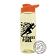 a transparent pastel yellow bottle & orange lid the flair - 26 oz tritan(tm) shaker bottle with drink thru lid and mixing whisk ball