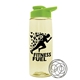 a transparent pastel yellow bottle & lime green lid the flair - 26 oz tritan(tm) shaker bottle with drink thru lid and mixing whisk ball