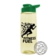 a transparent pastel yellow bottle & green lid the flair - 26 oz tritan(tm) shaker bottle with drink thru lid and mixing whisk ball