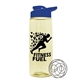 a transparent pastel yellow bottle & royal blue lid the flair - 26 oz tritan(tm) shaker bottle with drink thru lid and mixing whisk ball