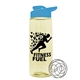 a transparent pastel yellow bottle & cyan lid the flair - 26 oz tritan(tm) shaker bottle with drink thru lid and mixing whisk ball