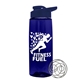 a transparent navy blue bottle & navy blue lid the flair - 26 oz tritan(tm) shaker bottle with drink thru lid and mixing whisk ball