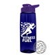 a transparent navy blue bottle & violet lid the flair - 26 oz tritan(tm) shaker bottle with drink thru lid and mixing whisk ball