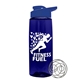 a transparent navy blue bottle & royal blue lid the flair - 26 oz tritan(tm) shaker bottle with drink thru lid and mixing whisk ball