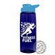 a transparent navy blue bottle & cyan lid the flair - 26 oz tritan(tm) shaker bottle with drink thru lid and mixing whisk ball