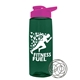 a transparent dark green bottle & hot pink lid the flair - 26 oz tritan(tm) shaker bottle with drink thru lid and mixing whisk ball