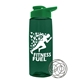 a transparent dark green bottle & green lid the flair - 26 oz tritan(tm) shaker bottle with drink thru lid and mixing whisk ball