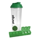 a green shaker bottle w / pill box
