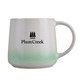 aerial view a green 16 oz richmond reactive glaze ceramic mug, image 1 of 2