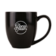 aerial view a black 16 oz bistro ceramic mug, image 1 of 2