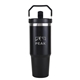 a black voyager 30 oz flip straw tumbler
