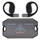 aerial view a dark gray ambiampz over ear wireless earbuds, image 1 of 3