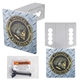 aerial view a stainless metal trailer hitch cover, image 1 of 2