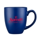 aerial view a blue 16 oz ceramic mug, image 1 of 2