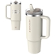 aerial view a cream stanley(r) 30 oz quencher protour flip straw tumbler, image 1 of 7