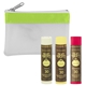 aerial view a frost white with lime green trim sun bum(r) 3- pc. lip balm kit, image 1 of 2